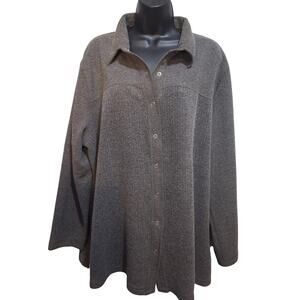 Just My Size Shirt 22W/24W Bluish Gray Button Down Knit Top Casual Cozy